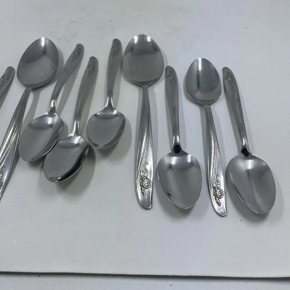 Oneida‎ Roseanne Flatware 2 Oval Soup Spoon 9 Teaspoon Set Stainless